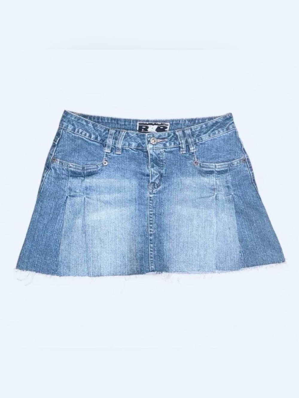 rave Two-Tone Light Blue Denim Mini Skirt